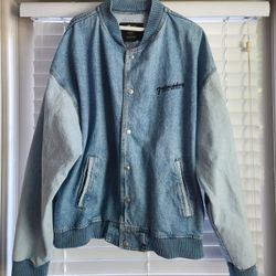 Men's ID Sport Two Tone Promo Denim Varsity Jacket/Never Worn 