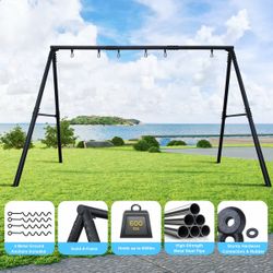 7.3ft Tall Heavy Duty Swing Set, 3 Swings Metal Swing Sets For Backyard Playground