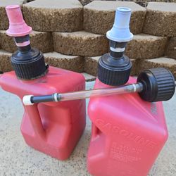 2pcs 5gal. Quick Fuel Gas Cans With Small Filler Spout, Offroad, Mx, Dirtbike, Jetski 