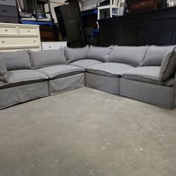 Gray Fabric 5 Piece Modular Sectional Couch