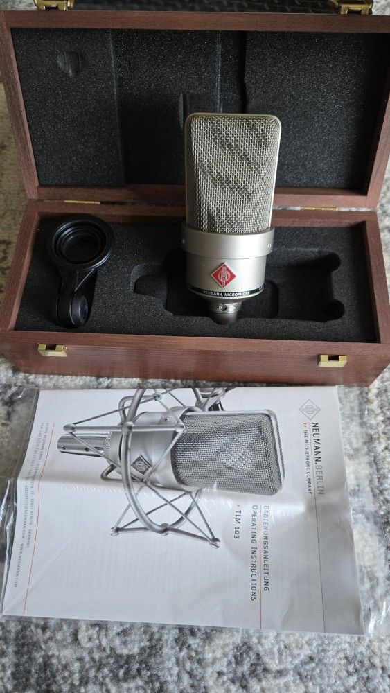 Neumann TLM 103 Large-diaphragm Condenser Microphone - Nickel + Suspension Mount + Wind Screen