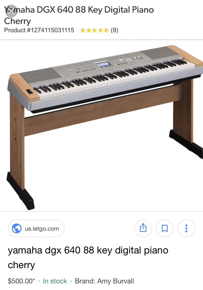 Yamaha DGX 640 88 Key Digital Piano with weighted keys