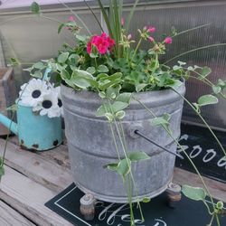 Galvanized Mop Bucket / Planter / Garden  Decor 
