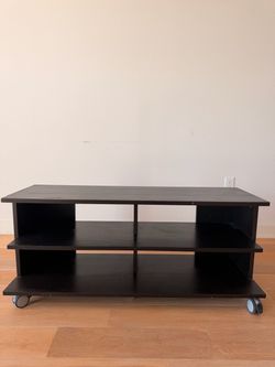 Black TV Stand / Media Console on Wheels