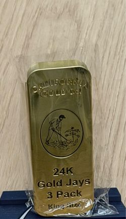 5 count of California Gold Co. 24k Gold Plated Jays 3 pack King Size Joint Tins