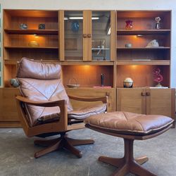 Norwegian Lied Mobler Leather Chair & Ottoman