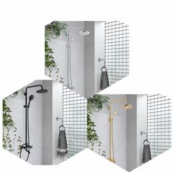 gotonovo Exposed Shower Faucet Set 8 Inch Rainfall Showerhead 3-Function with Tub Spout Chrome & Black Bronze, And nickel And Black  C48