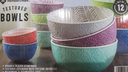 Members Mark Textured bowls Set of 12 NIB