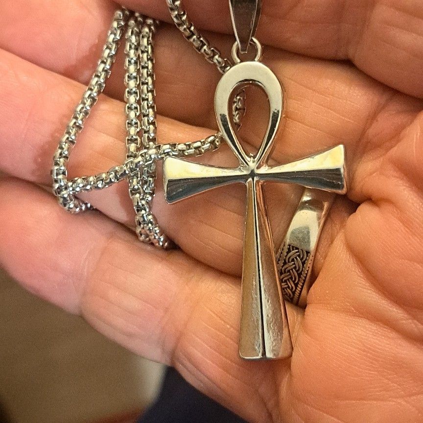  Titanium Steel Cross Pendant Necklace