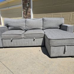 AFW Kent Gray Reversible Sectional Sofa W/ Pullout Bed- Free Delivery 