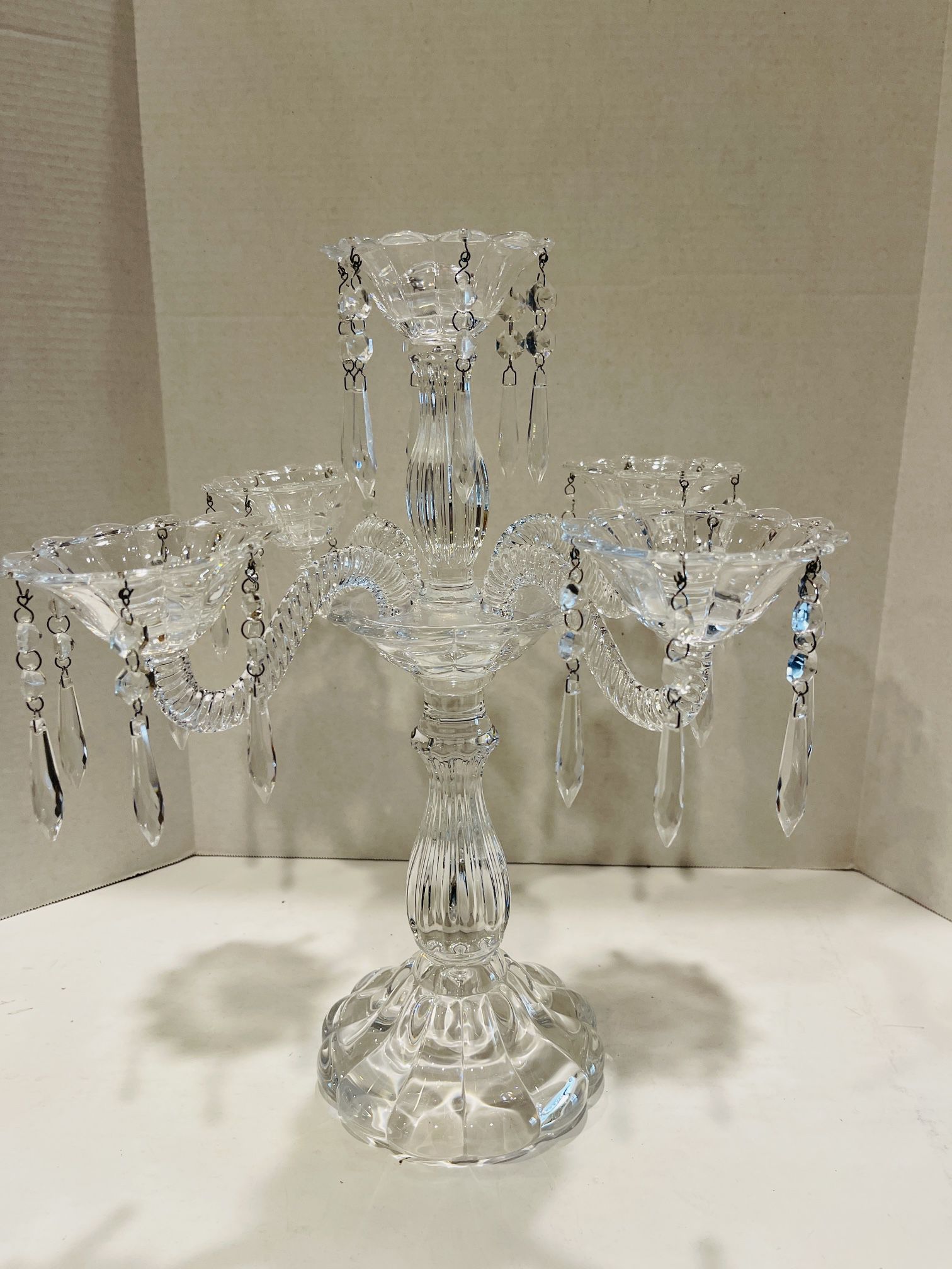 Shannon By Godinger Leaded Crystal European 5 Arm Candelabra Candle Centerpiece