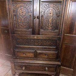 Vintage Antique Desk Bookshelf Drawer Cabinet 