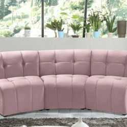 Limitless Velvet Pink 3pc. Modular Sectional

