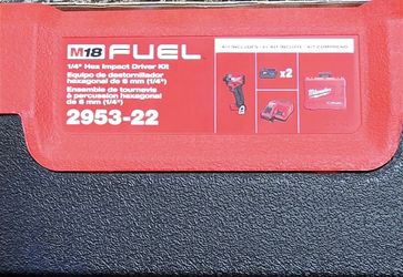 Milwaukee 1/4" Hex Impact Driver Kit M18 Fuel 18v Brushless Cordless With Two 5.0Ah Batteries, Charger & Hard Case New In Box
