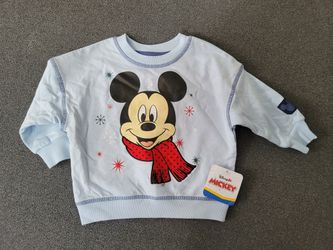 Disney Mickey Mouse Boys Size 12M Blue Christmas Crewneck Sweatshirt