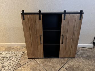 Hanging Bookcase Wall Shelf With Barn Door