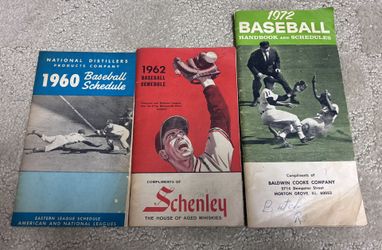 Lot Of 3 Vintage Baseball Schedules 