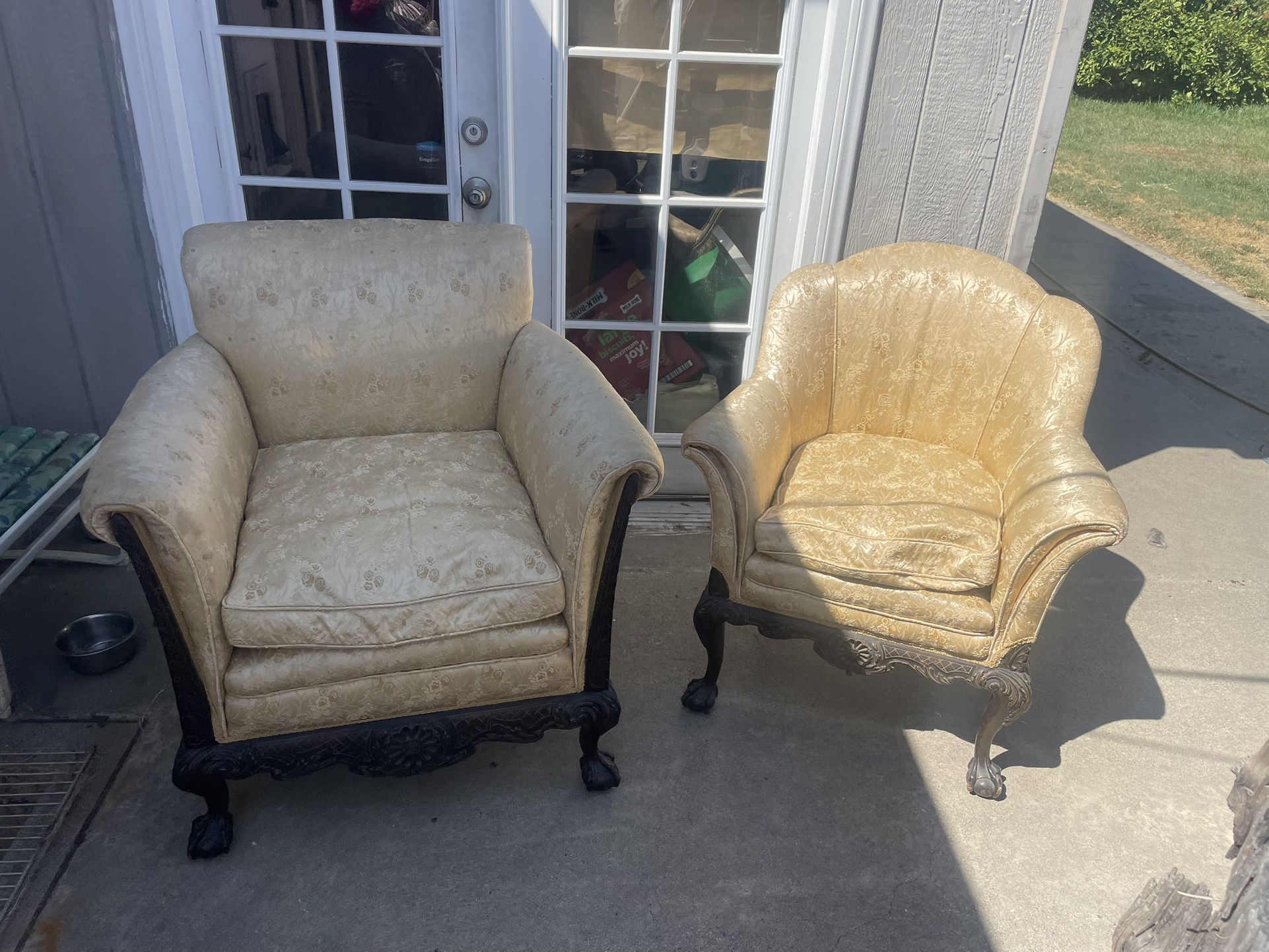 Wonderful Pair Of Antique His And Hers Lounge Chairs