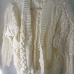 White Knitted Long Cardigan 