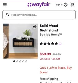 Floating Nightstand, Small Rattan Nightstand with Storage Drawer, Wall Mounted Wood Nightstands, Black Bedside Tables Shelf, Rustic Side Table Mid Cen
