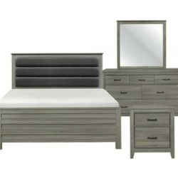 Bedroom Set 4 Piece Queen MODERN GRAY!