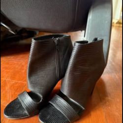 Vince Women's Sansa Snake-Embossed Lether Open Toe Booties