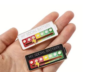 Set of two social battery pins black