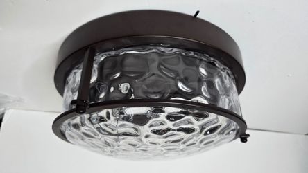12" Flush Mount Ceiling Light, Modern Close to Ceiling Light Fixtures with Water Ripple Glass