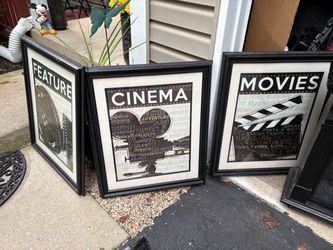 Set of 3 Cinema Themed Framed Wall Art