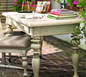 Desk, cream linen solid wood