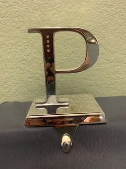 Harvey Lewis Swarovski Crystal Monogram Letter P Christmas Stocking Holder Heavy Metal
