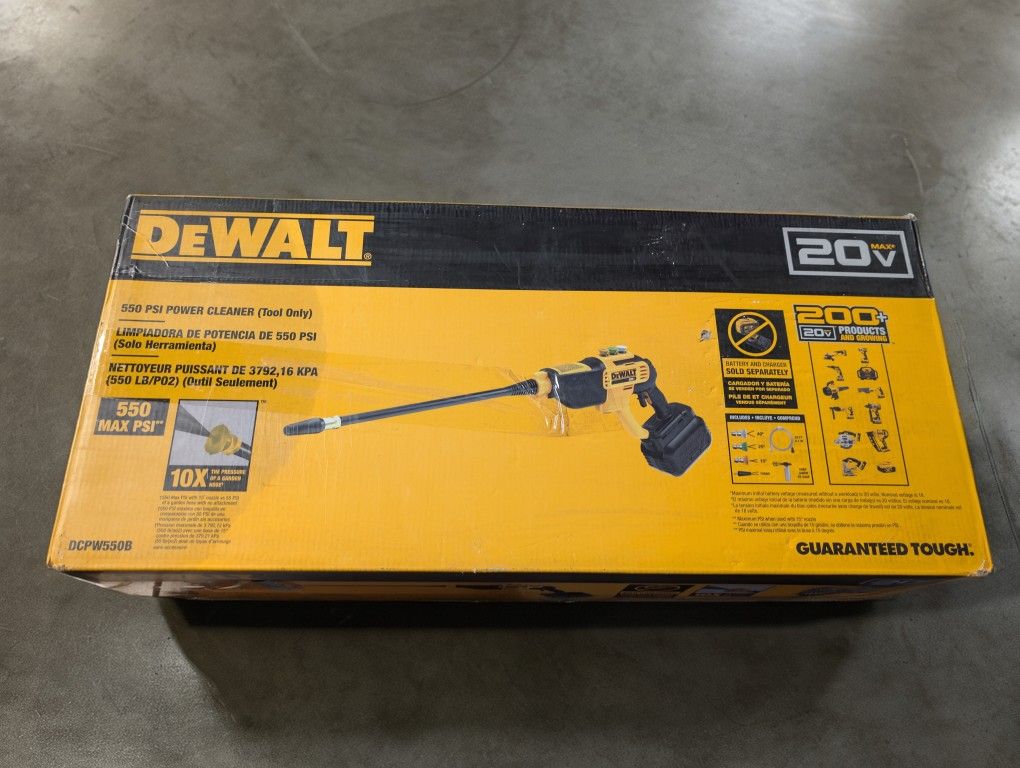 20V MAX 550 PSI 1.0 GPM Cold Water Cordless Battery Power Cleaner with 4 Nozzles (Tool Only)