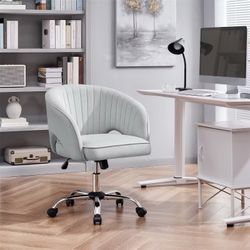 Rolling Office Chair Armchair with Tufted Barrel