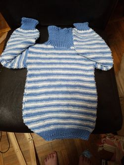 Children's Hand Knit Blue Sweater 