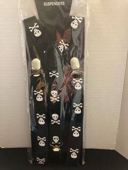 Black Skull and Crossbones Suspenders
