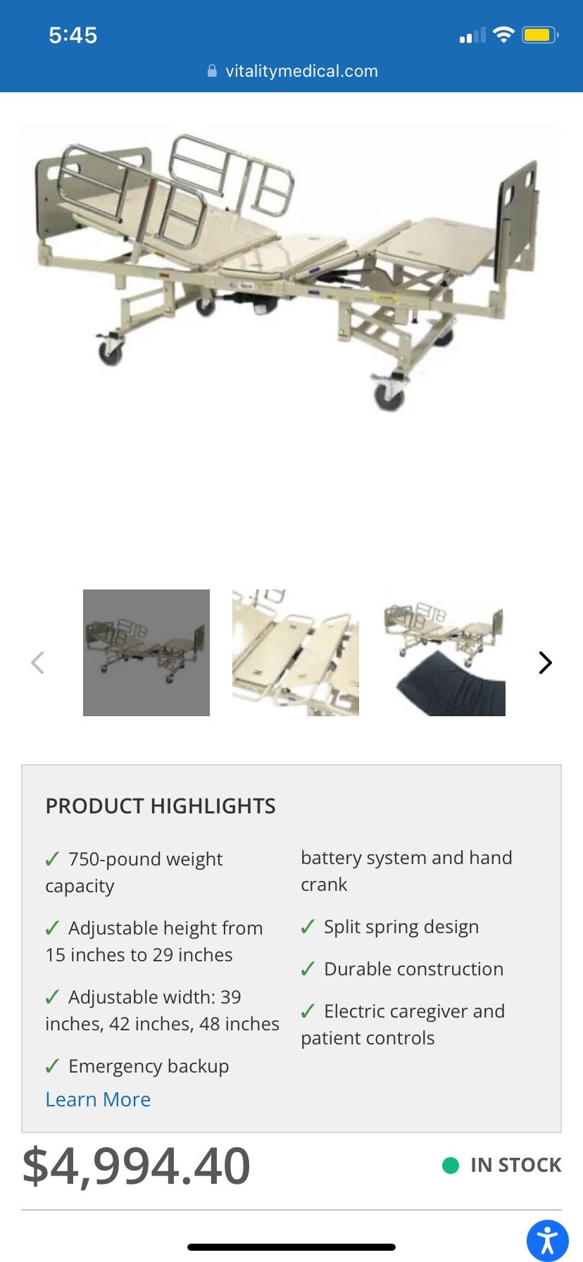 Invacare Bariatric 750 Medical Bed