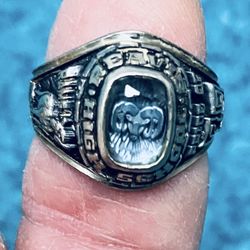 Burbank Illinois Vintage 1979 REAVIS RAMS “10k White Gold” GIRLS High School Ring … size 4