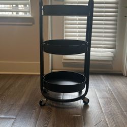 3 Tier Round Metal Utility Cart Black - Brightroom