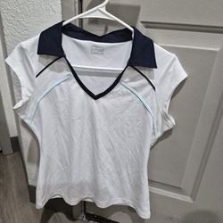 ASPIRE  Perform  Womens M  White Black Fitness Cool  Athletic Gym Polo  Shirt
