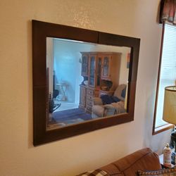 Large 3 ft x 4 ft leather clad mirror