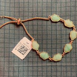 Pretty Light Green With Gold Bracelet Make It Any Size. New 