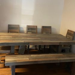 Wooden Dinning Table And Chair And Bench 