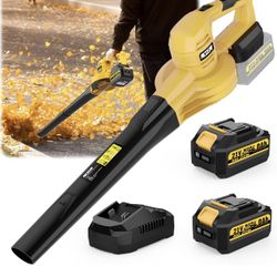 21V Cordless Leaf Blower with 8.0Ah Max Battery and Charger (2 x 4ah - Powerful 