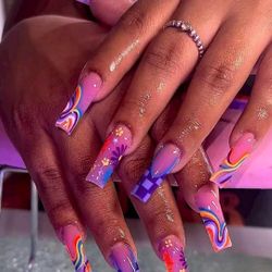 24 pcs. Long Colorful Press-On Nails