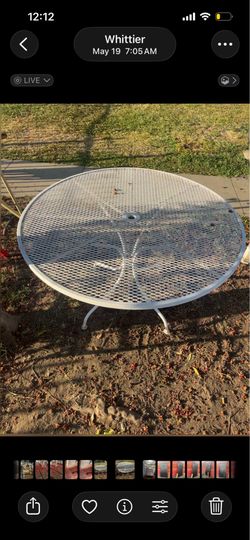 Large Vintage WOODARD Table. Mid Century Modern Wrought Iron Outdoor Garden