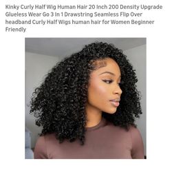 20 Inch Human Hair Half Wig 200 Density