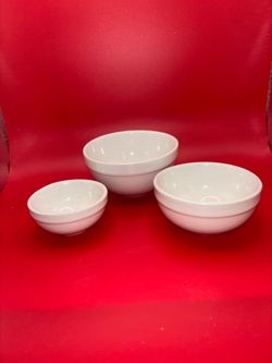 Set of 3 Miniature White Ceramic Bowls – Great for Dips, Condiments & Prep