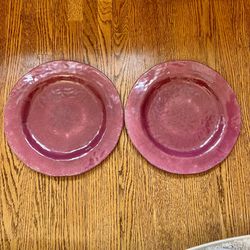 Set of 2 Vintage Pier 1 Carmelo Melamine Purple Distressed Look Plates 11”