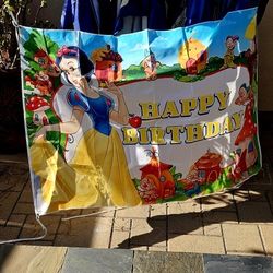 Snow White Happy Birthday Backdrop 