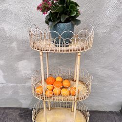  Vintage 3 Tier Metal Wire Basket Plant Stand Storage Unit Flower Container